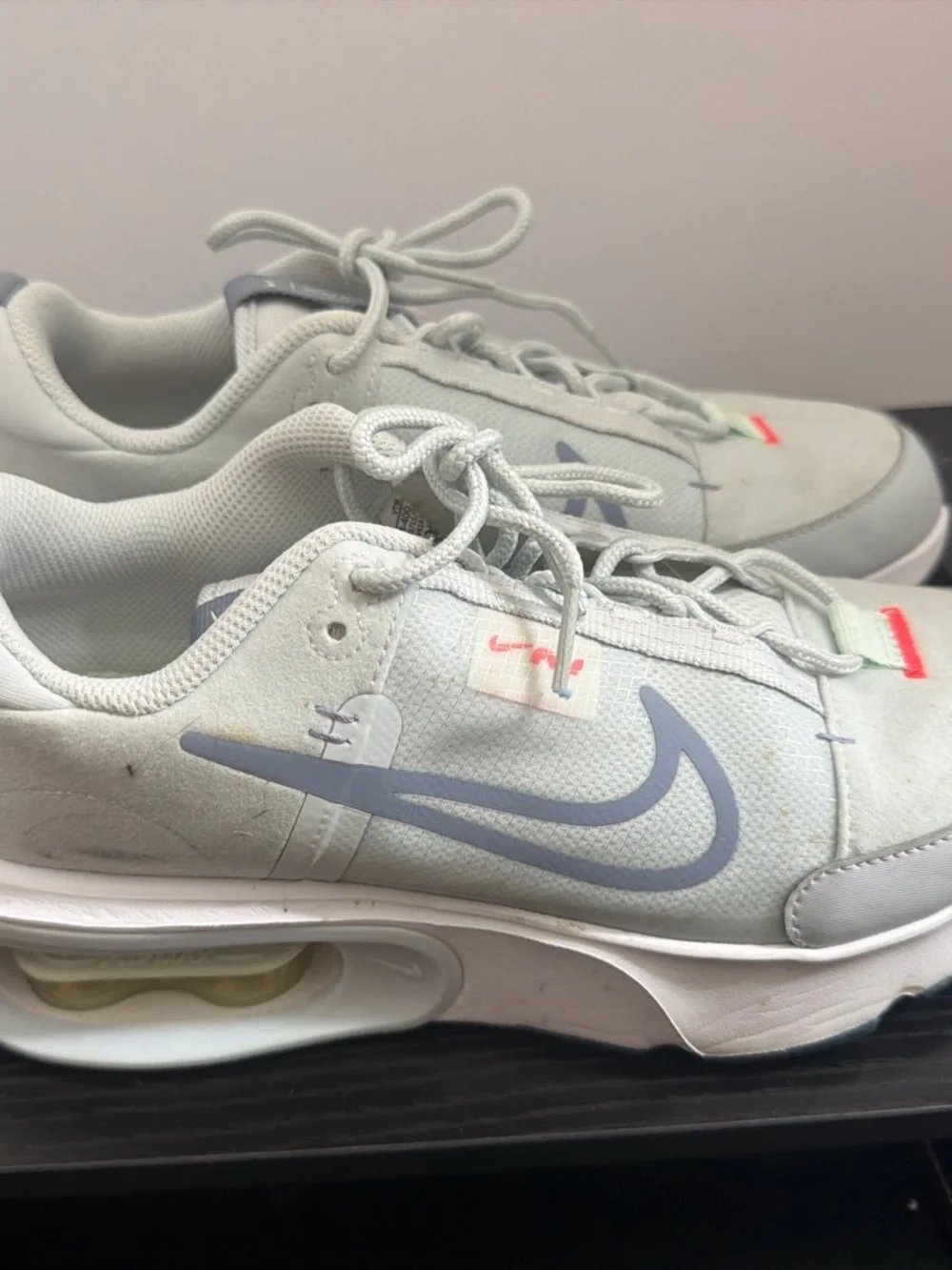 Nike Women's Light Gray with Soft Blue Swoosh Air Cushion Sneakers